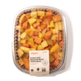 Longo's Family Size Roasted Root Vegetables in ready-to-heat tray with roasted carrots, squash, and parsnips.